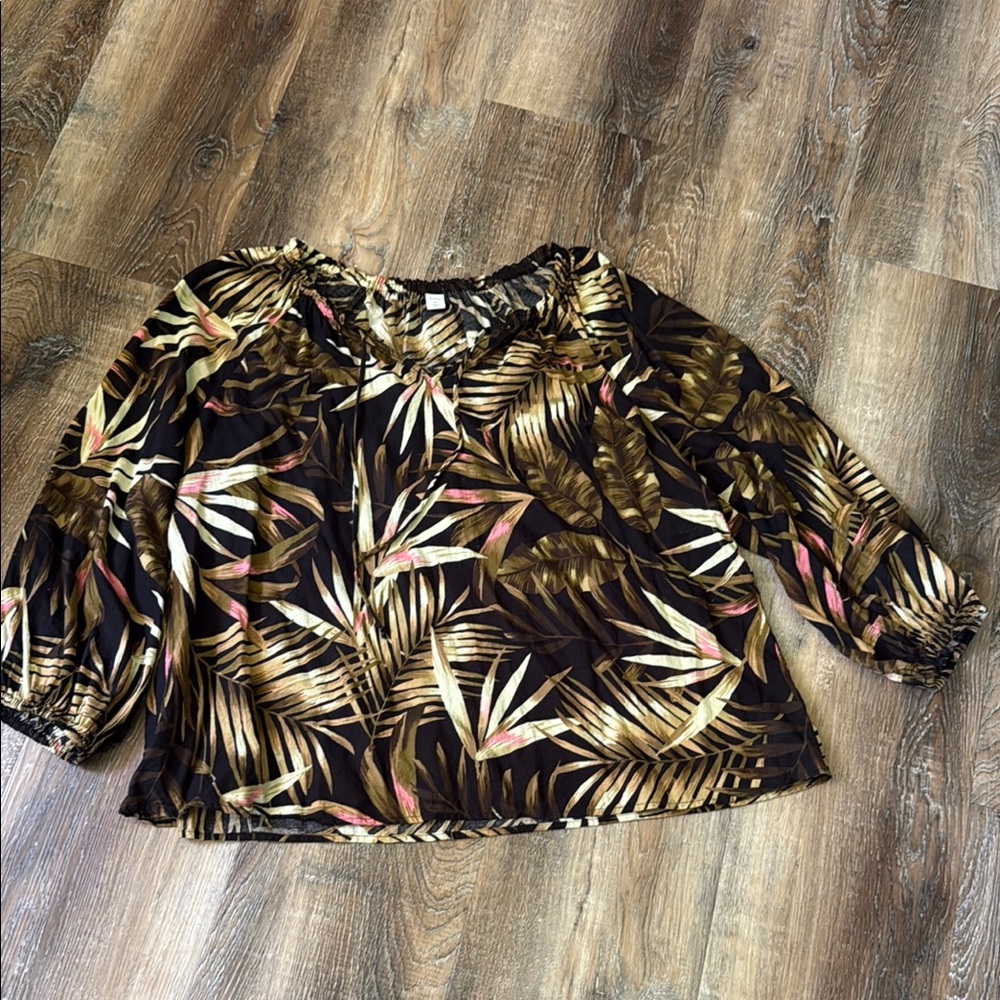 Old Navy Black and Brown Boxy Blouse